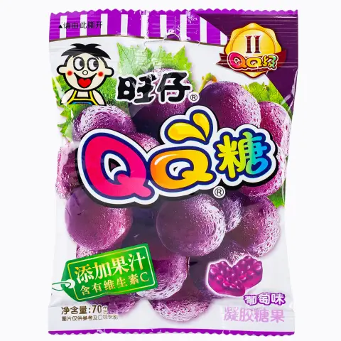 WANT WANT-QQ GUMMY(GRAPE FLAVOUR) 70g 旺仔QQ糖葡萄味 70g