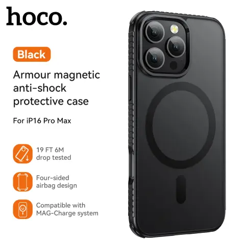 HOCO Magnetic Series Shockproof Protective Phone Case - iPhone 16 Pro Max - Black