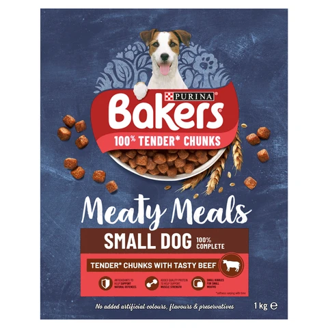 Bakers Meaty Meals Small Dog Food with Beef 1kg
