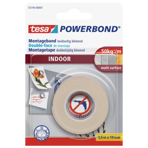 tesa Montageband Indoor, 1,5m x 19mm Blister