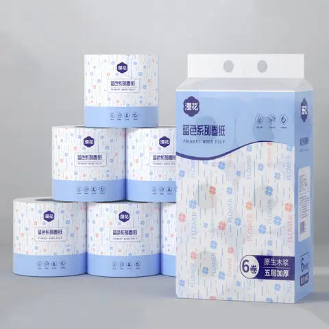 Manhua 6 Roll Pack Household Paper 5 Layer Core and Large Roll Thick Paper Roll