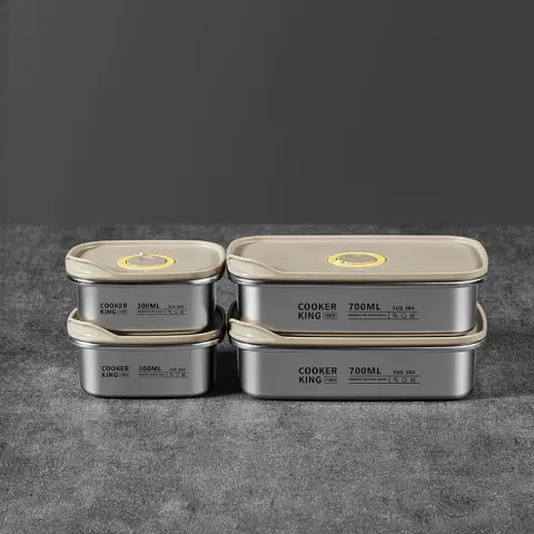 COOKER KING Boîte de conservation alimentaire COOKER KING - Boîte à bento - Acier inoxydable - 4 pièces -