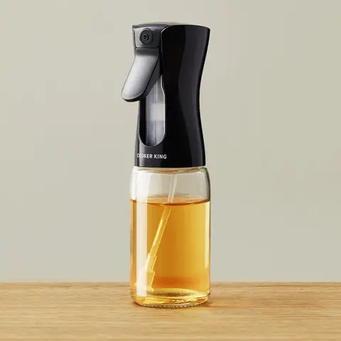 COOKER KING Spray Oil Jar Oil Bottle Glass Soy Sauce Vinegar Seasoning Bottle Oil Jar Spray Oil Bottle 200ml Black