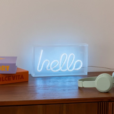 Lampe de table LED néon Hello 23 x 4 x 12,5 cm bleu