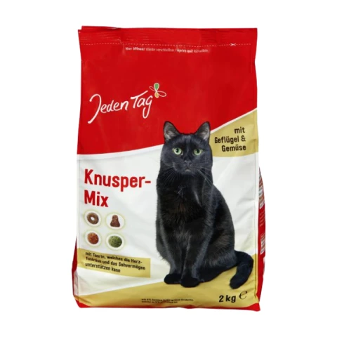 Jeden Tag Knusper-Mix mit Geflügel & Gemüse Trockenfutter für Katzen 2 kg