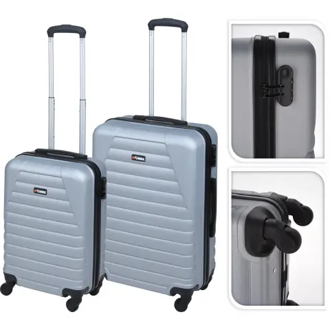 ProWorld Travel Suitcase Set 2pcs with Lock ABS materials 36L(small) 62L (middle) Silver 2pcs