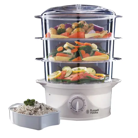 Russell Hobbs 3 Tier Steamer - White 9 litre