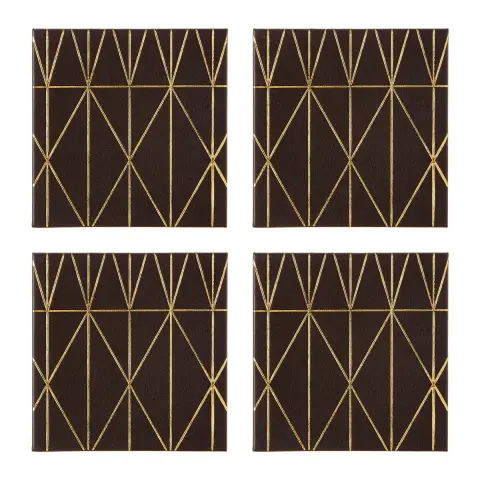 Geome Set of 4 Prism Black and Gold Coasters