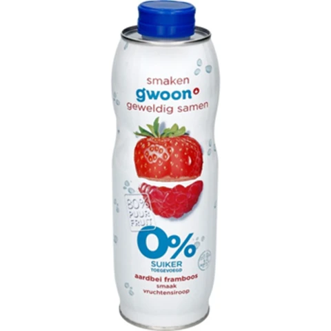 G'woon Strawberry Raspberry Fruit Syrup 0% Sugar Added 750ml