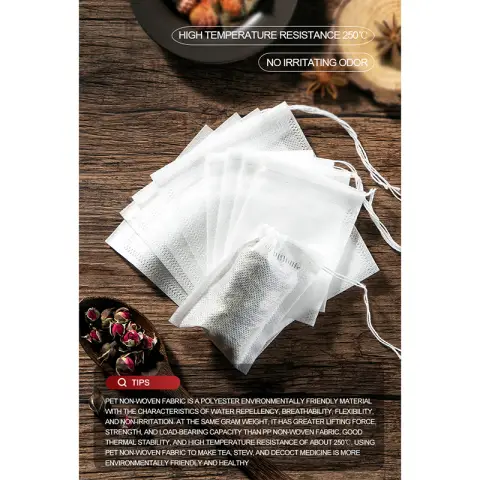 Maxcook Non-Woven Fabric Drawstring Filter Bag - White - 60 Pcs