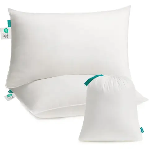 Lot de 2 oreillers de lit - avec sac de rangement - 74 x 48 cm - Garnissage 800 g - Blanc nuage