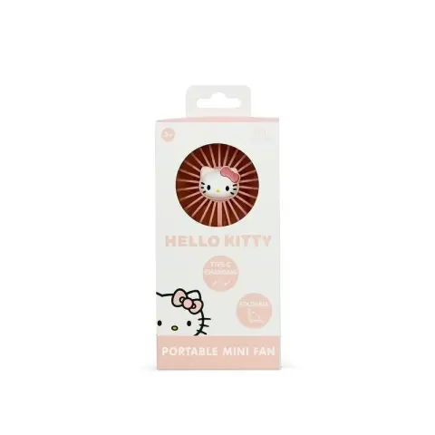 Hello Kitty - folding mini fan - 3D character (pink)