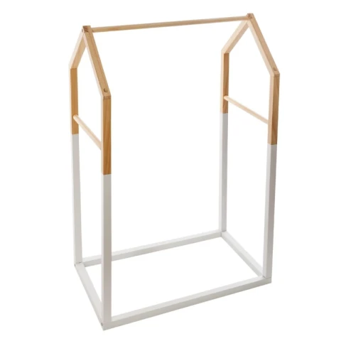 Portant à vêtements en bois blanc en forme de maison