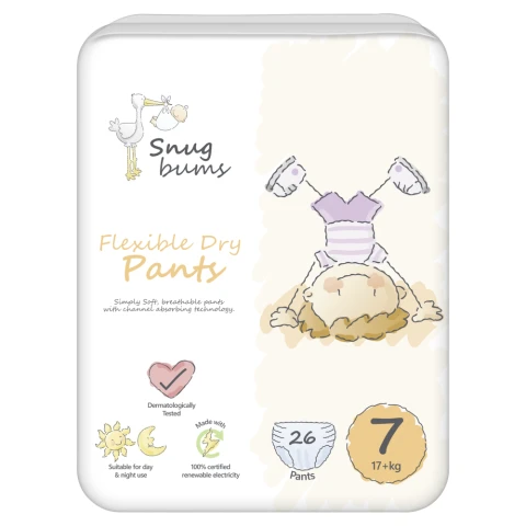 Snug Bums Flexible Dry Pants Size 7 17+kg 26 Pack