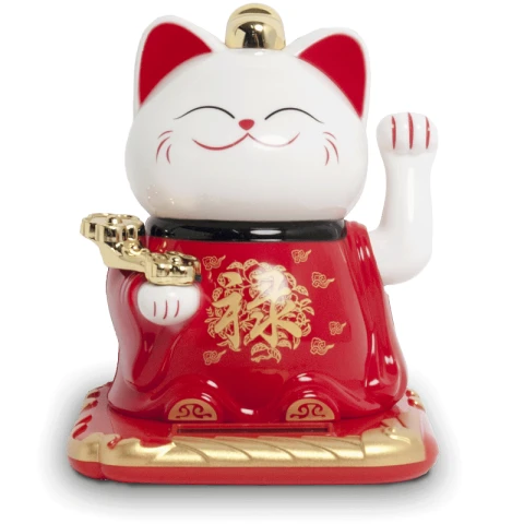 Solarbetriebene Winkekatze H10,5cm, Deko für Tisch & Auto