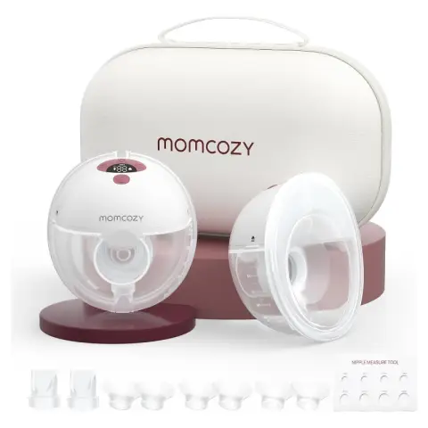Momcozy M5 Hands-Free Breast Pump - Wearable Electric Pump, Double-Sealed Flange, 3 Modes & 9 Levels, Gray, 2 Pack