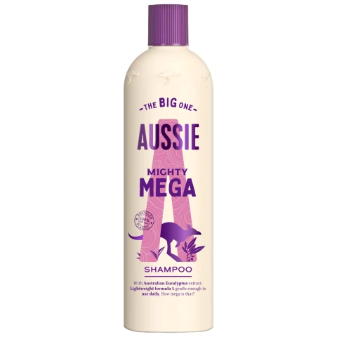 Aussie Mighty Mega Shampoo - Vegan - Lightweight & Gentle - Gives Hair Mega Bonza Bounce, 500ml