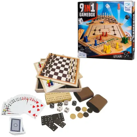 Clown Games 9-in-1 Spielbox Holz