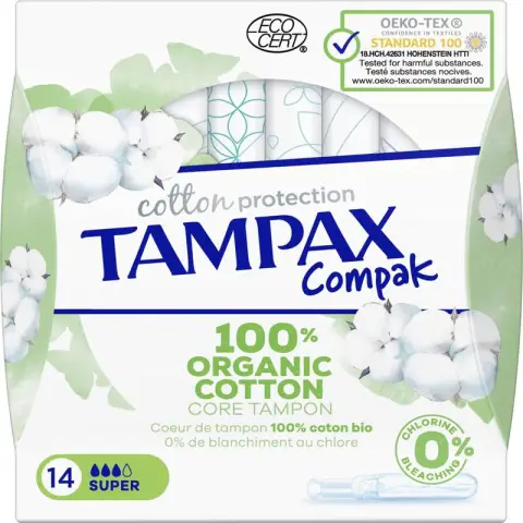 Tampax Cotton Protection Compak Super Tampons - Tampons with Applicator - 14 pieces