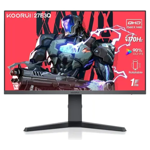 KOORUI 27" Gaming-Monitor, 170 Hz, IPS, QHD 2560x1440, HDR400, 1ms, Adaptive Sync, höhenverstellbar