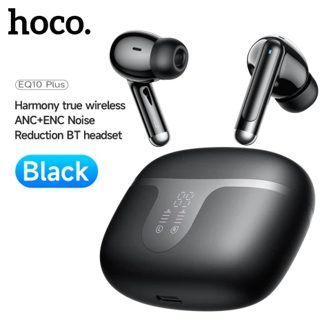 EQ10 Plus Harmony true wireless ANC+ENC Noise Reduction BT headset Wireless Earbuds, Bluetooth 5.3 Headphones, New Bluetooth Earbuds, 30H Playtime LED Display Wireless Earphones  black