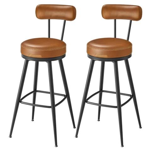 VASAGLE Barhocker der EKHO-Serie (360° drehbar, 2er-Pack, Karamellbraun)