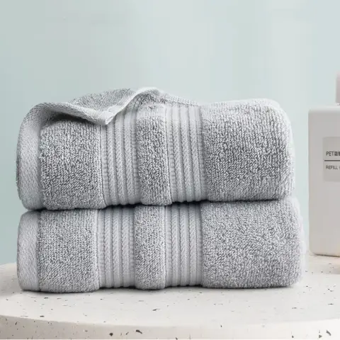 J.Zao 1pc - Cotton 5A Antibacterial Towel Class A Soft & Absorbent 1pc Long Staple Cotton Face Towel - Light Grey