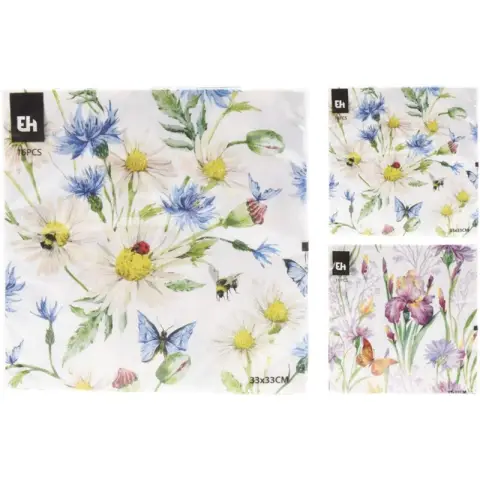 Table Tissue Paper 33x33cm - Pack of 16 - Flower Shape