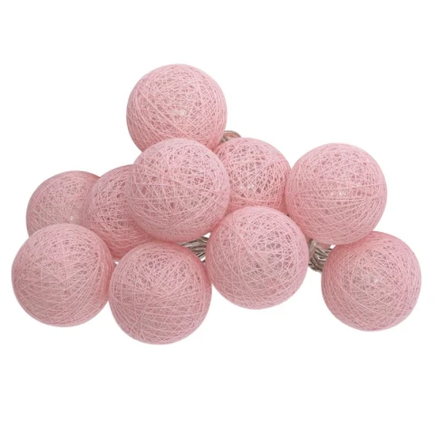 Guirlande LED à piles 10 boules diam. 6 cm rose clair