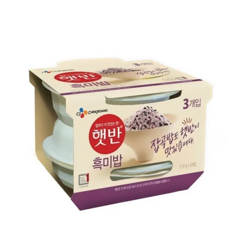 CJ Microwavable Cooked Rice (Black Rice) 210g*3 微波黑米饭（3连包）