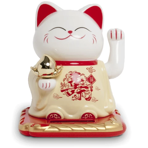 Solar Lucky Cat H10.5cm, Table & Car Decor Longevity