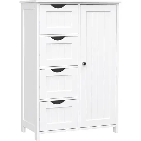 VASAGLE Dresser Bathroom Cabinet, Living Room Cabinet of Wood Side Cabinet with 4 Drawers LHC41W
