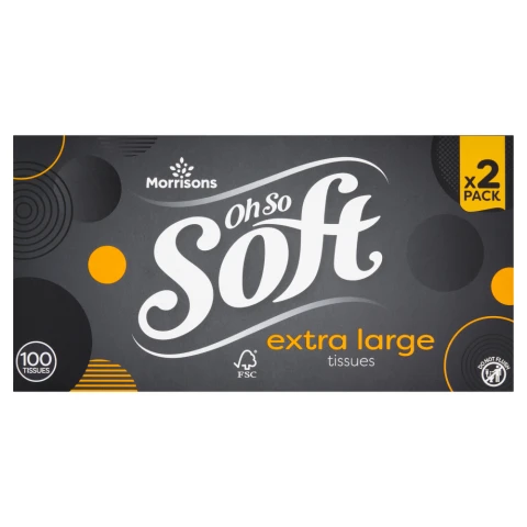 Morrisons Oh So Soft 100 Extra Large Tissues 2 Pack