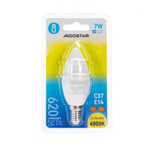 Aigostar LED A5 C37 E14 7W 4000K-WEISS-Glühbirne