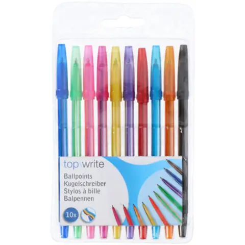 Topwrite Rainbow Colour Ballpoint Pens Colour Writers - 10pcs