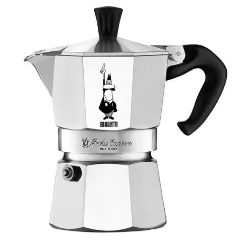 Bialetti Moka Express Moka Kettle Coffee Pot - For open flame/electric stove - Suitable for making 2 Cups - Silver