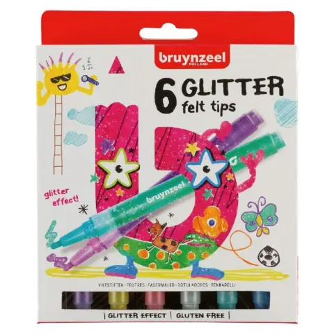 BRUYNZEEL Felt Tips Glitter 6 Pcs. 5+