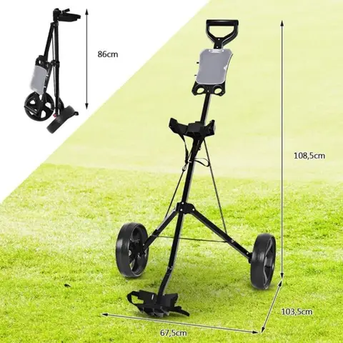 COSTWAY Chariot de golf pliable à 2 roues avec tableau de bord