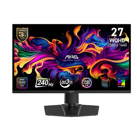 MSI MAG 271QP QD-OLED X24 écran plat de PC 67,3 cm (26.5") 2560 x 1440 pixels Wide Quad HD Noir
