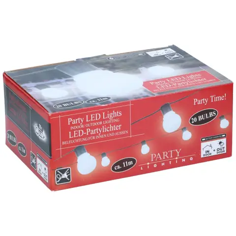 Party Lightning Feestverlichting-tuinverlichting-Bolletjes 4,5cm diameter-Wit-20 LED-11 Meter