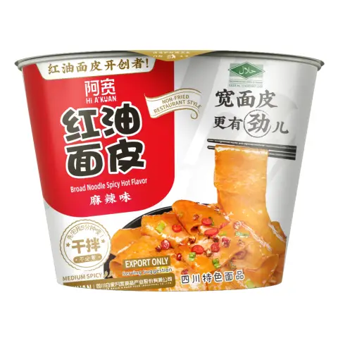 AK Broad Noodle (Bowl) - Spicy  阿宽红油面皮-麻辣(碗)110g