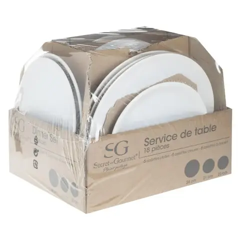 Secret de Gourmet Colorama Service de table Blanc - 18 pièces