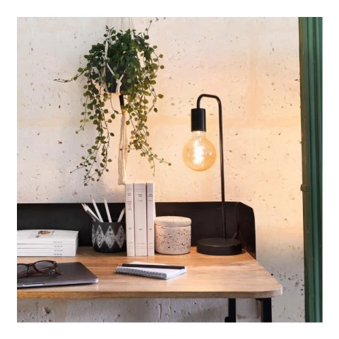 Lampe droite Keli 45 cm de haut en métal noir