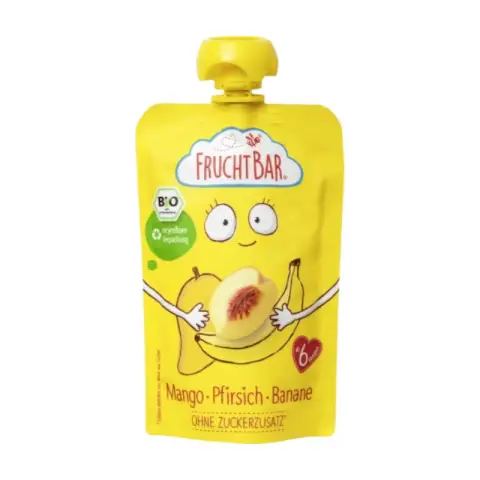 FruchtBar Bio Mango Pfirsich Banane Mischfruchtpüree 100g