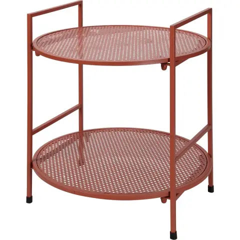 Ambiance Two-level Coffee Table Practical Metal Auxiliary Table Ideal for Balcony or Terrace Φ45cm H50cm Rose