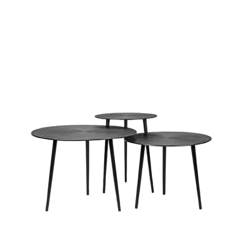 LABEL51 Coffee Table Set Nobby - Black - Metal - Set Black