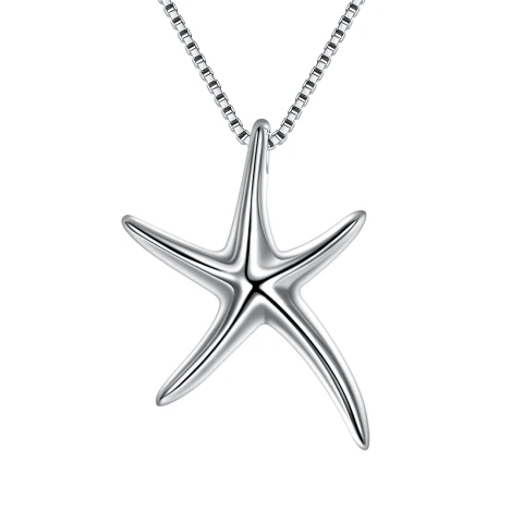 Ever Faith 925 Sterling Silver Starfish Lucky Sea Star Pendant Necklacse for Women Beach Jewelry Gift for Chrismas Thanksgiving Wedding Valentines Mother's Day