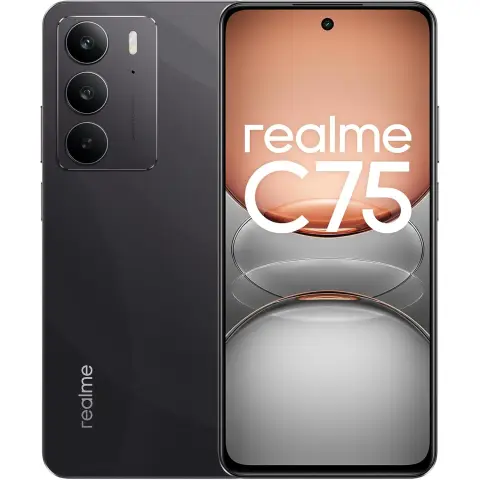 realme C75 - Smartphone with 8GB RAM + 128GB ROM, 6.72" IPS LCD 90Hz Display, 50MP Dual Camera, MediaTek Helio G92 Max Processor, 6000mAh Large Capacity Battery, Storm Black