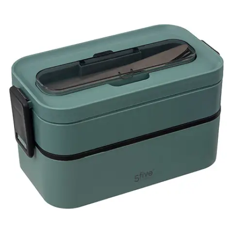 5Five Lunch Box Set - mit Besteck - 2 Fächer - 1.4L - Farbe Random