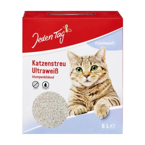 Jeden Tag Katzenstreu Ultraweiß klumpenbildend 6 Liter